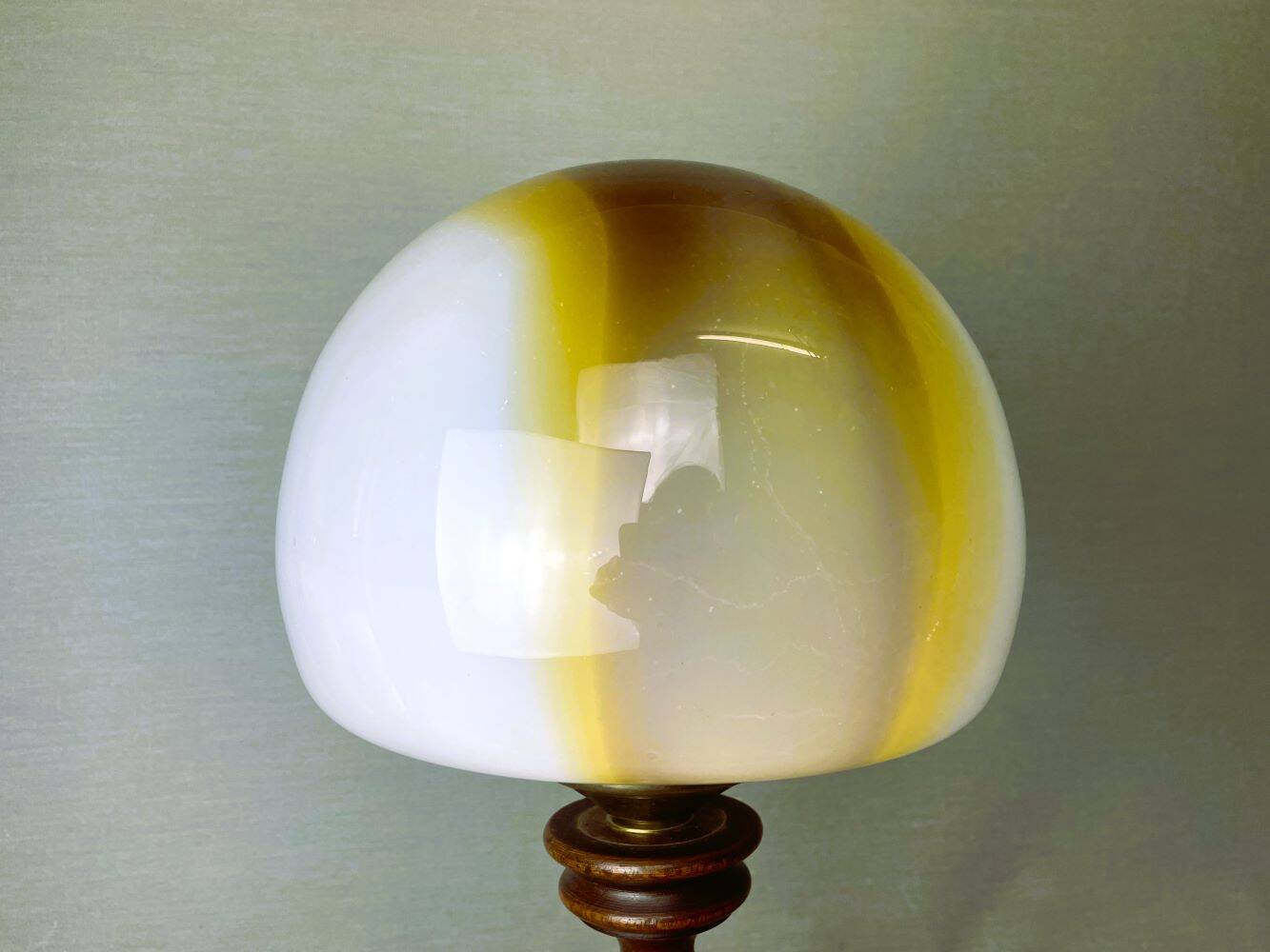Portuguese wood and slag onyx glass table lamp 1960s