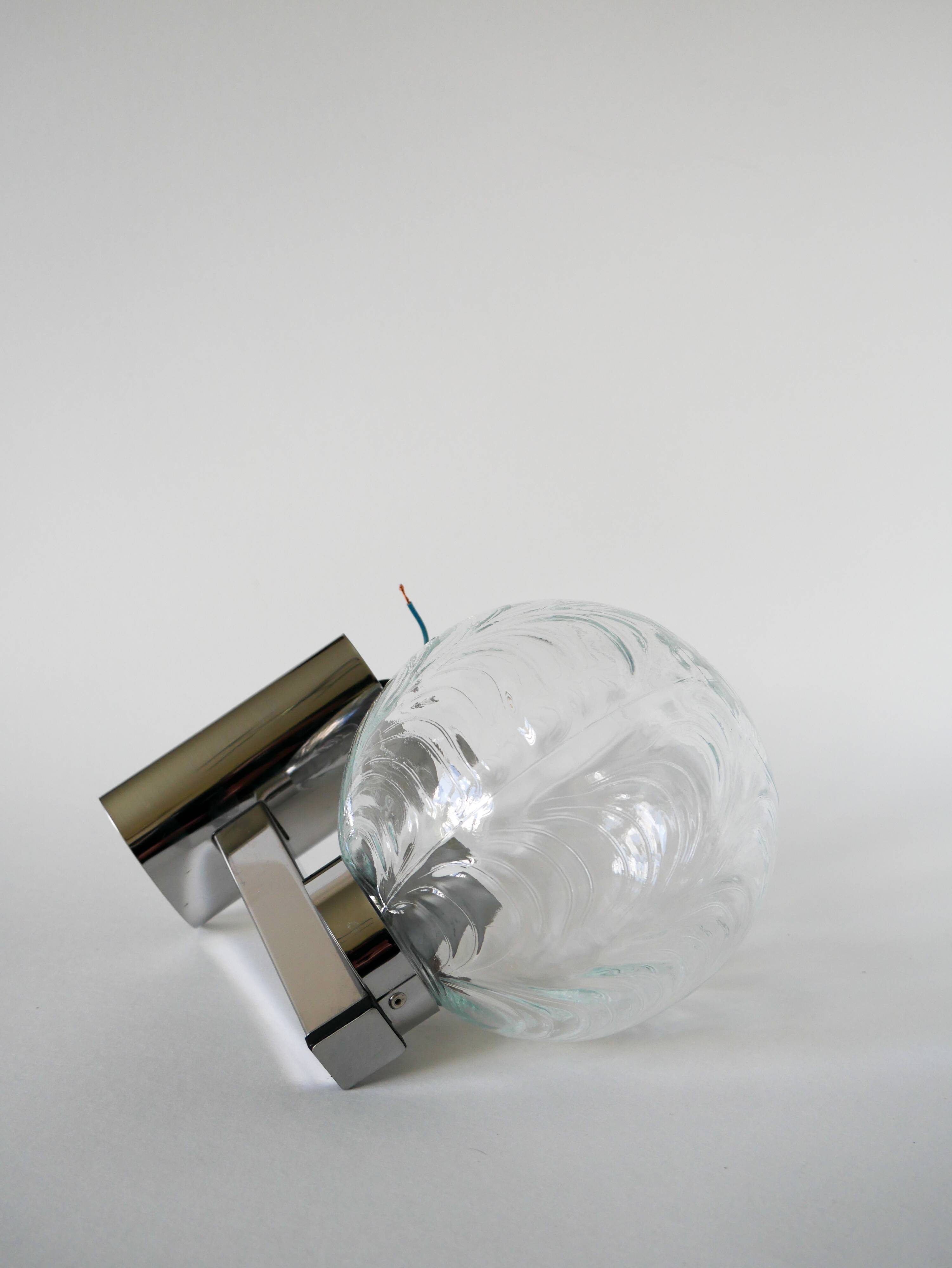 Chrome and molded glass wall lamp, 1970