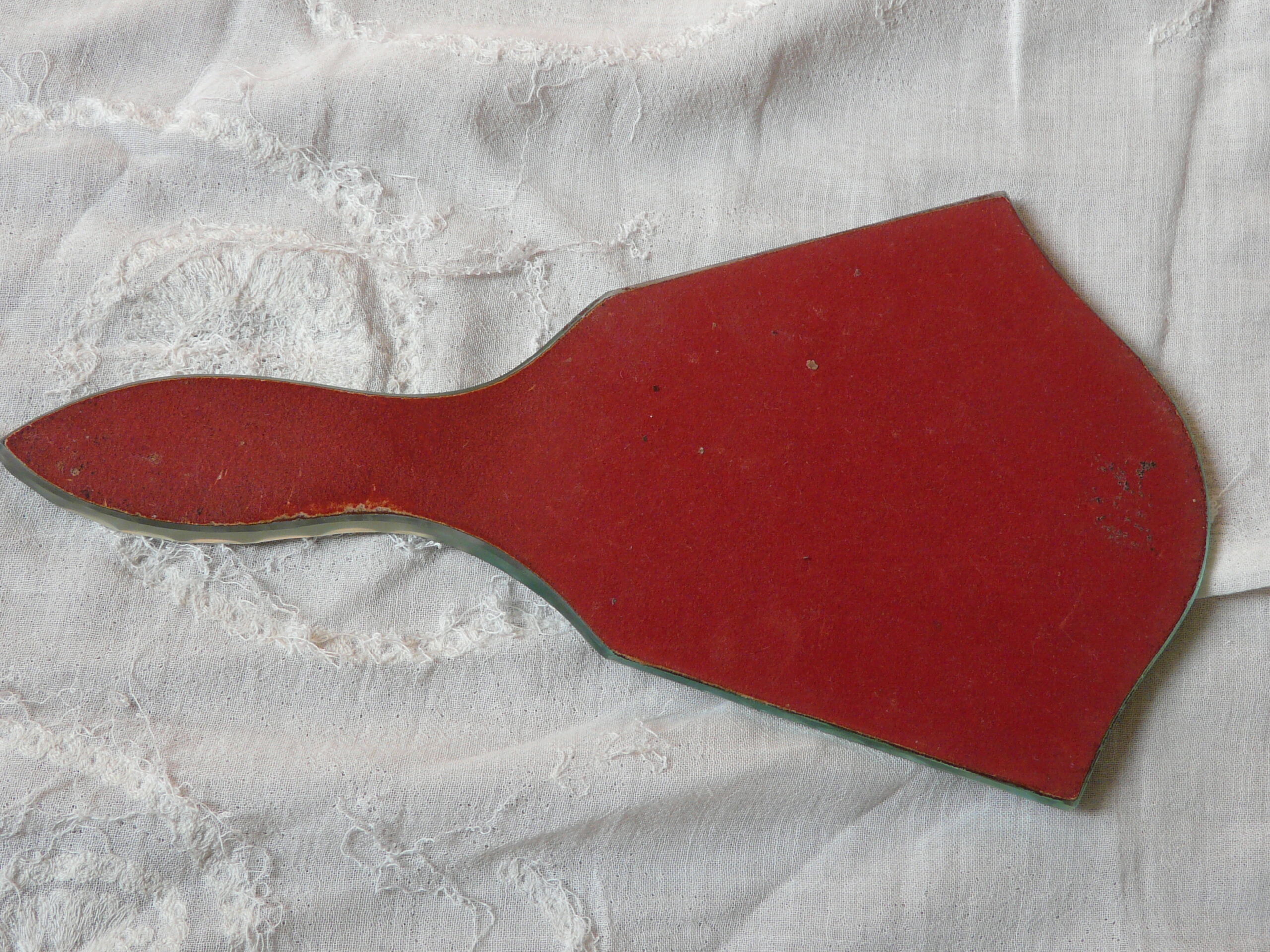 Against hand time beveled mirrored art deco 14x25cm