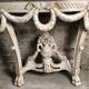 Louis XVI style console in carved wood beige patinated above gray marble