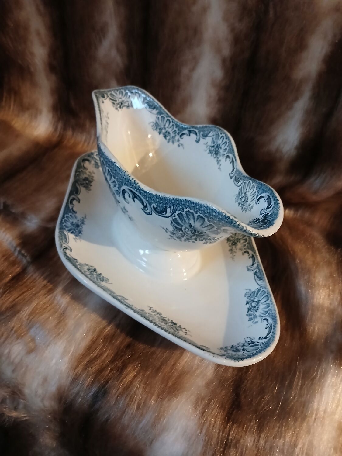 Antique sauce boat in ironstone