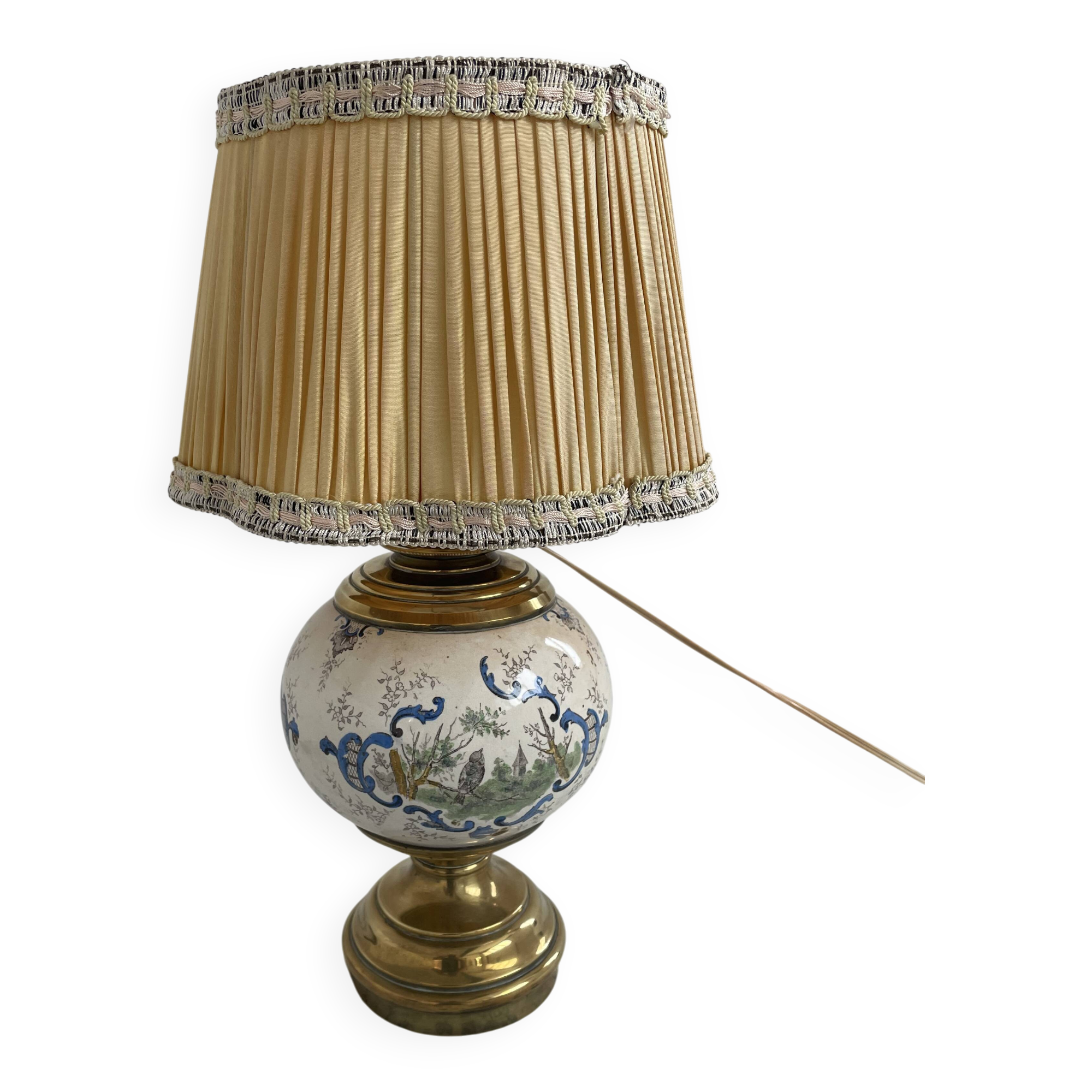 Antique lamp on earthenware vase attributed to Lunéville, monogram LN