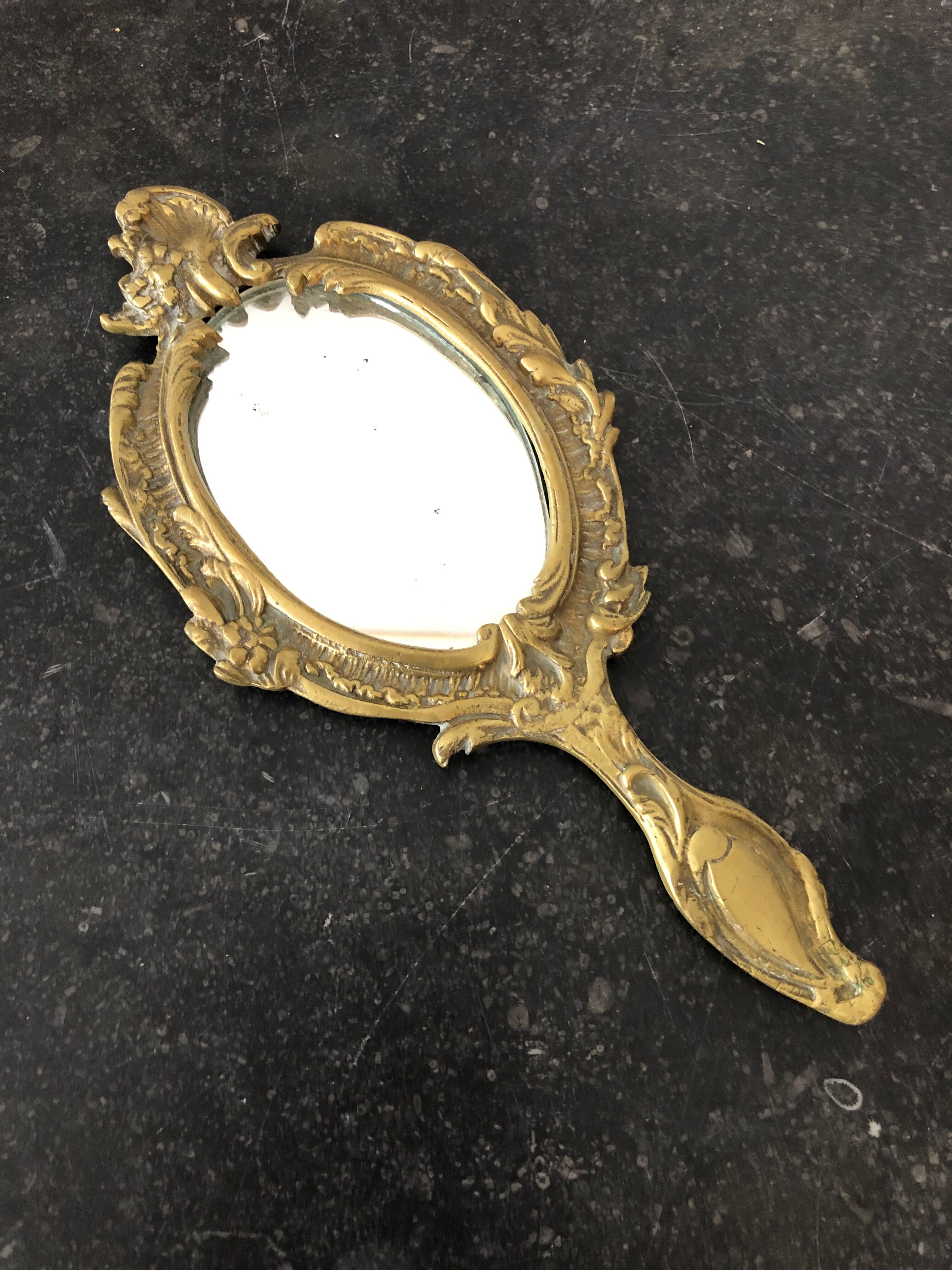 Brass hand mirror