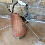 Pink hammered copper coal bucket and porcelain handles