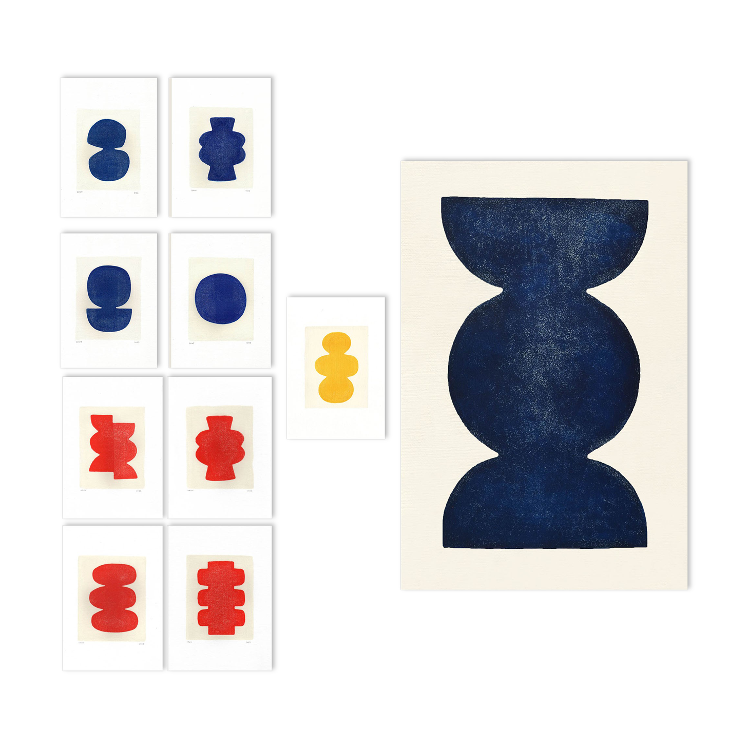 Ensemble de 10 peintures sur papier signées eawy