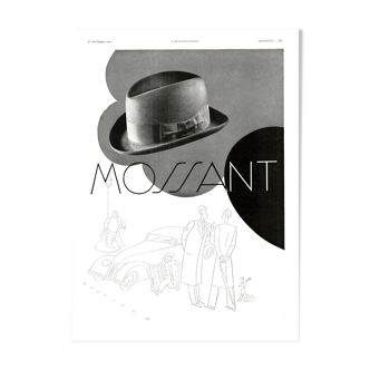 Affiche vintage années 30 Chapeaux Mossant