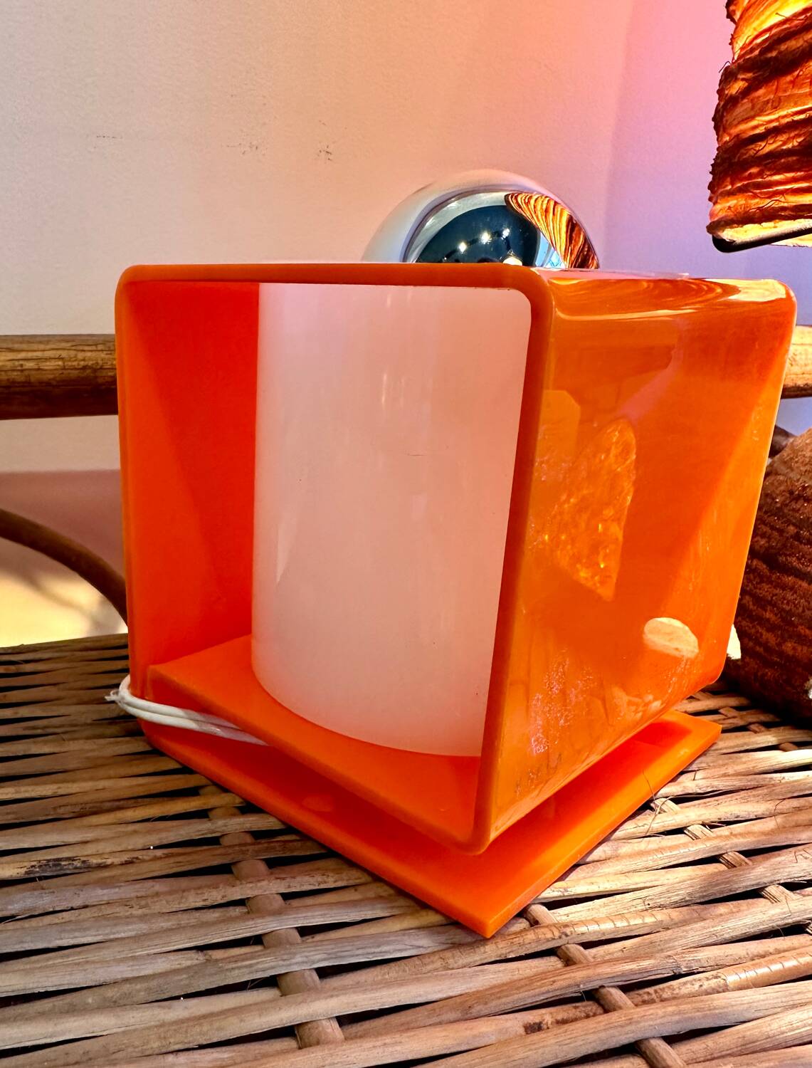 Orange cube lamp