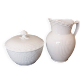 Covered sugar bowl and cream jug Royal Copenhagen 'White Fluted Half Lace'