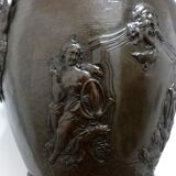 Lamp foot in patinated bronze medal