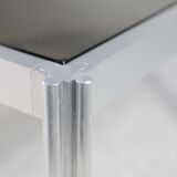 International Furniture. Steel coffee table and smoked glass. Circa 1970