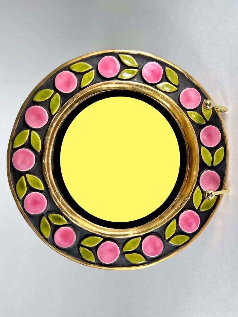 Round mirror Mithé Espelt vintage ceramic 1950