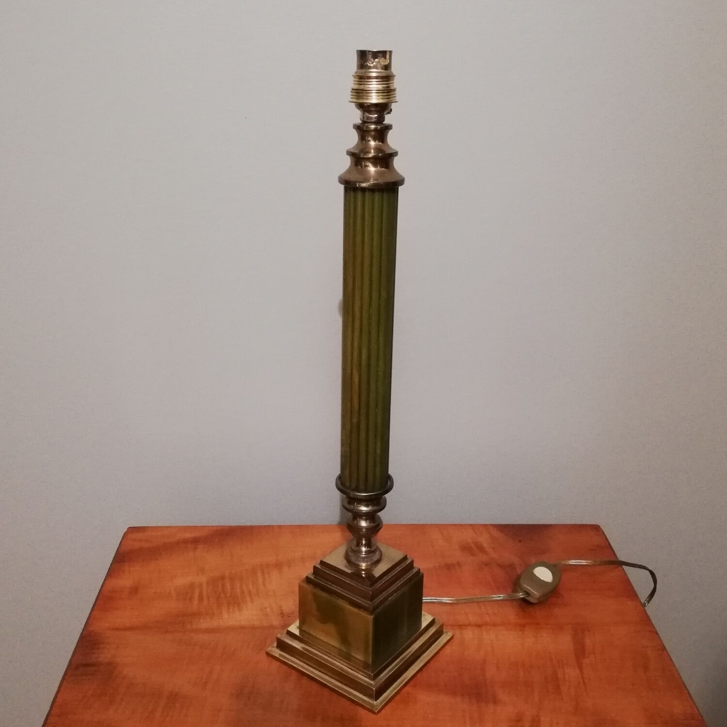 Vintage lamp with wove paper lampshade and velvet