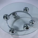 Table basse française en acier chromé dans le style 'Spoutnik'