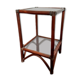 Rattan shelf and smoked glass 1970