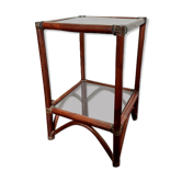 Etagère rotin et verre fumé 1970