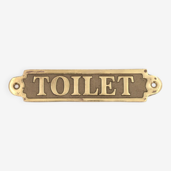 Plaque de porte en laiton "Toilet", années 70