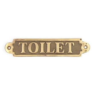 Plaque de porte en laiton "Toilet", années 70