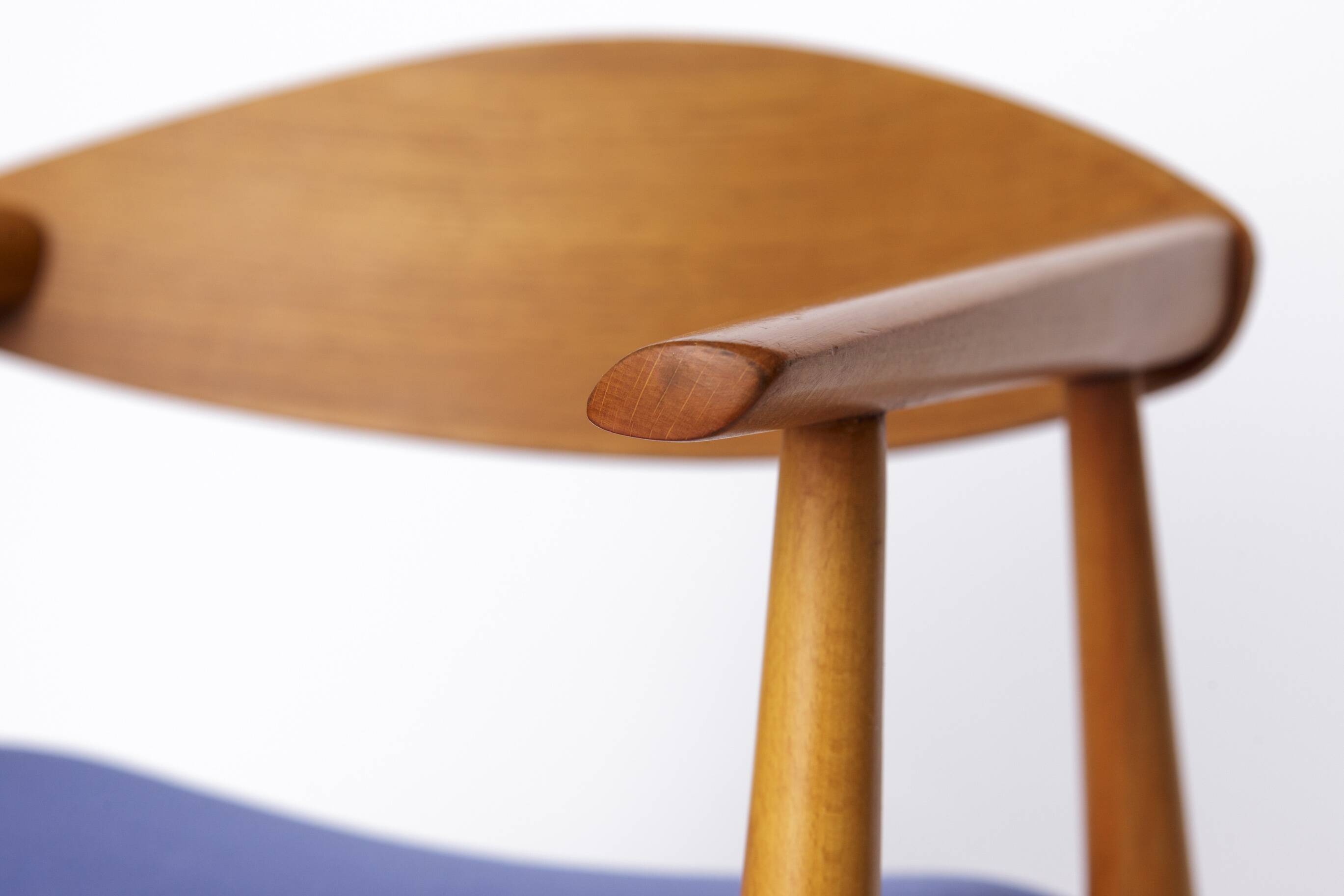 Vintage Armchair, 1960s German Design – Beech & Teak, Blue Upholstery