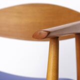 Fauteuil vintage, design allemand des années 1960 – Hêtre et teck, revêtement bleu