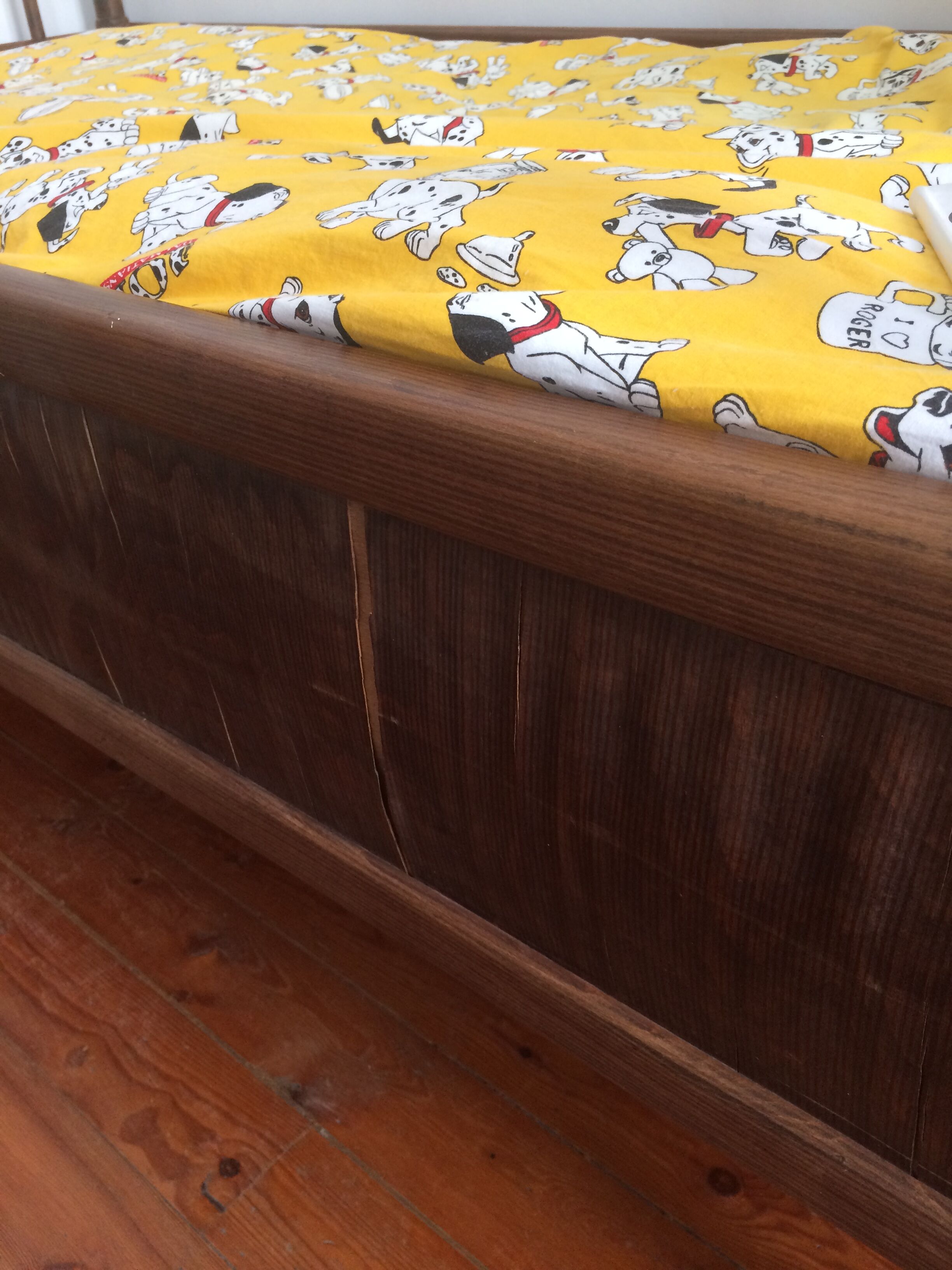 Old curved wooden bed - one person