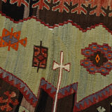 153x412Cm Soft Handmade Wool Vintage Kilim Rug,