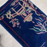 Ancient chinese carpet art deco handmade 64cm x 120cm 1920s