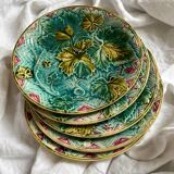 5 plates in vine leaf slip, late 19th century
