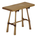 Contemporary handcrafted stool / end table in solid ash and oak wood