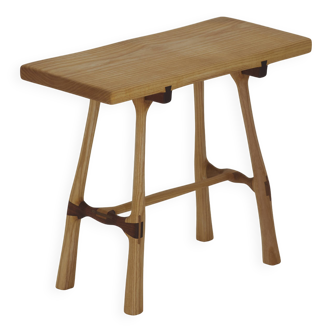 Contemporary handcrafted stool / end table in solid ash and oak wood