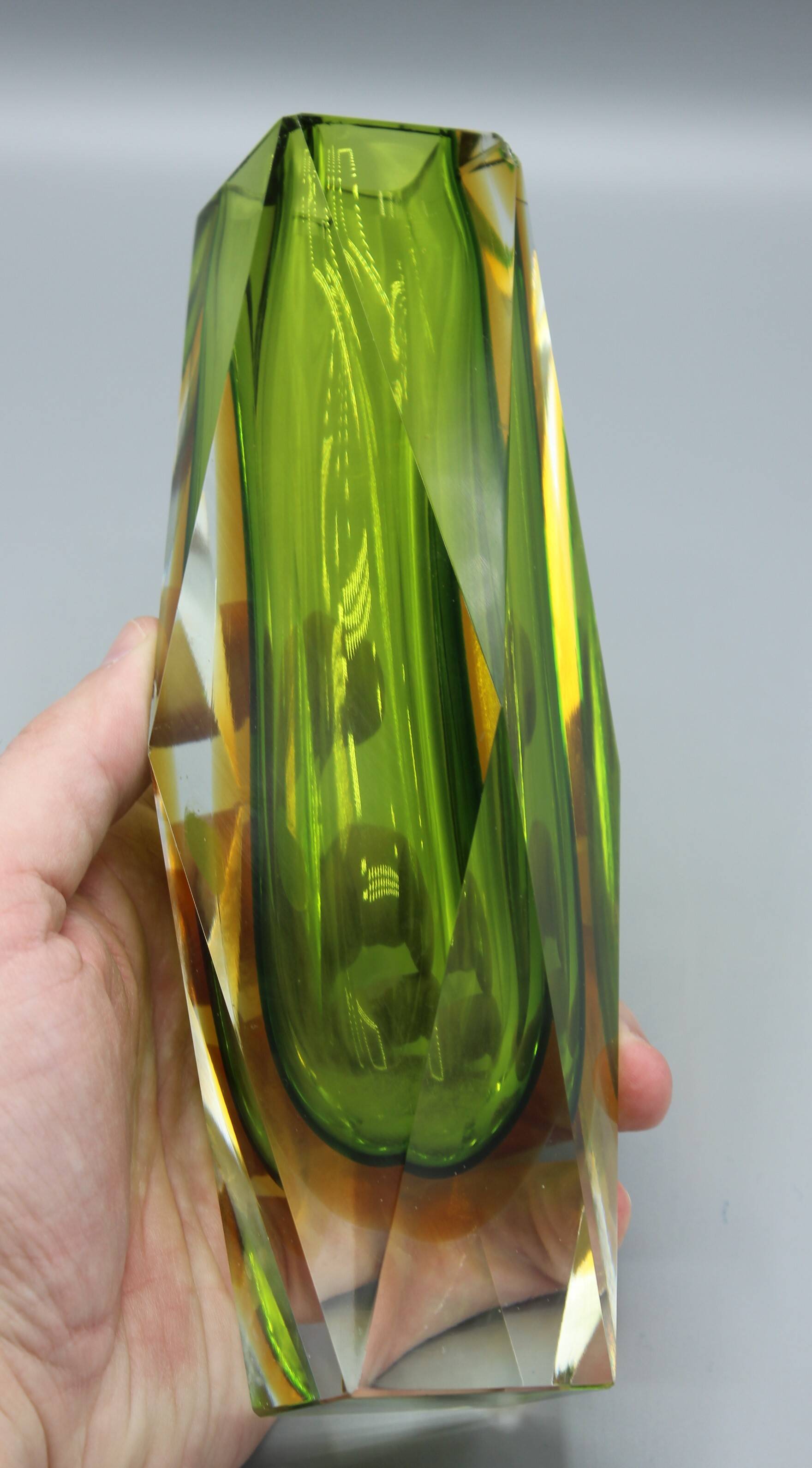 Vintage sommerso vase murano glass flavio polished seguso italy 1970