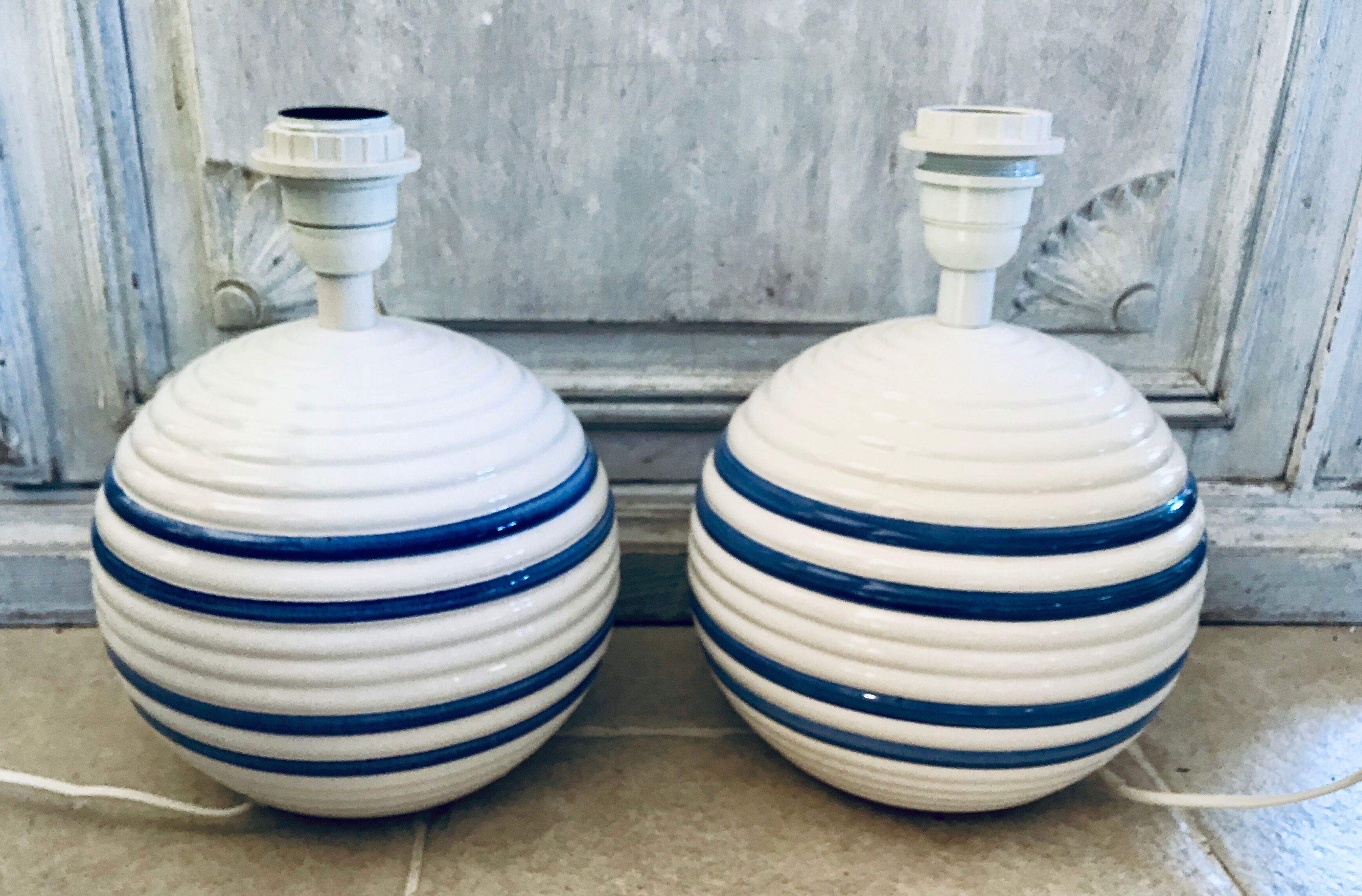 Vintage enamelled ceramic lamp base