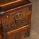Coffre de voyage en cuir victorien antique du 19e siècle vers 1870