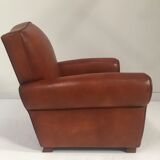 Large club chair in cognac leather
