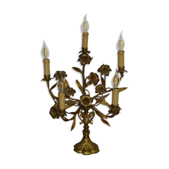 Candelabra in gilded bronze with five arms of light