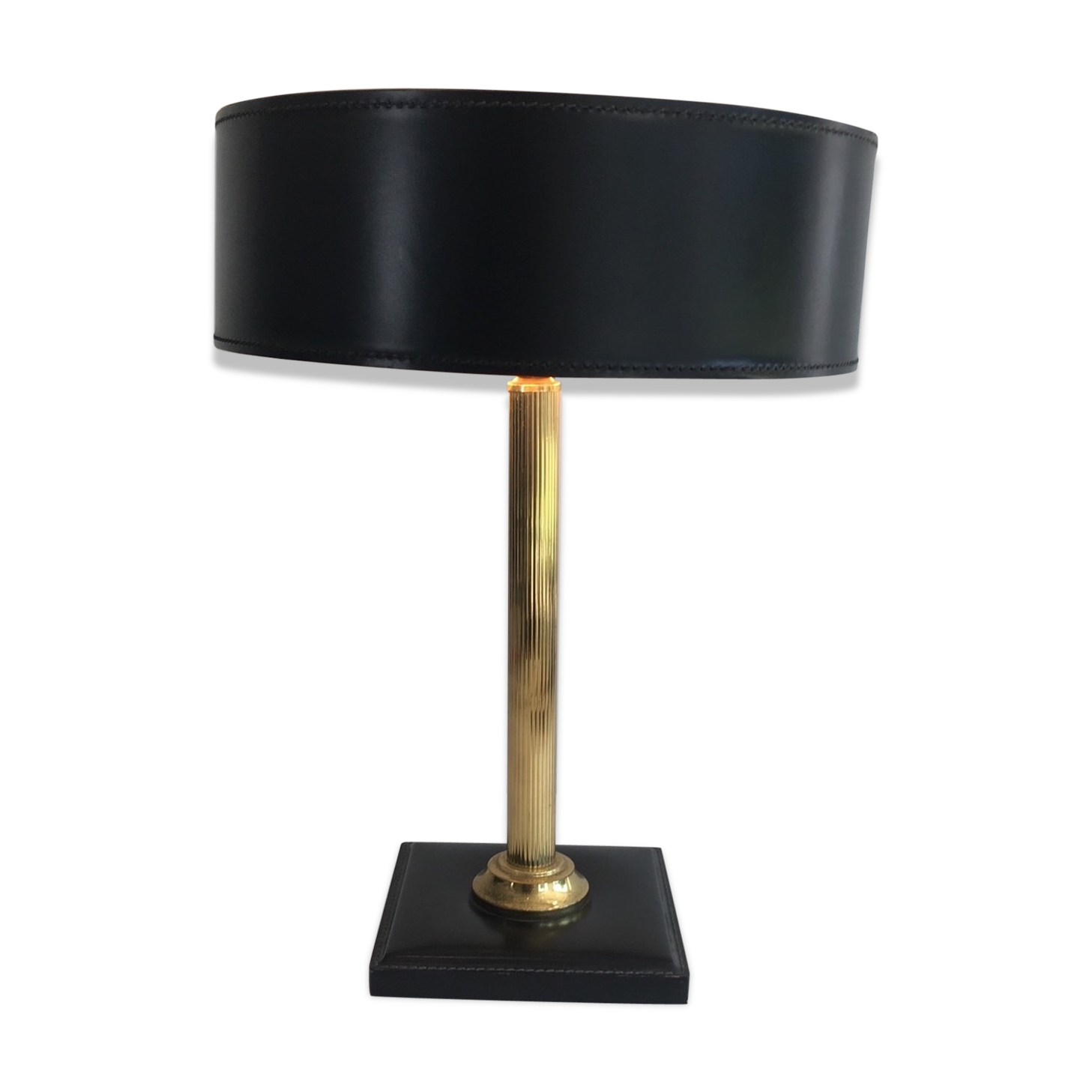 Leather and brass desk lamp