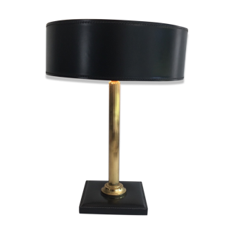 Lampe de bureau en cuir et laiton