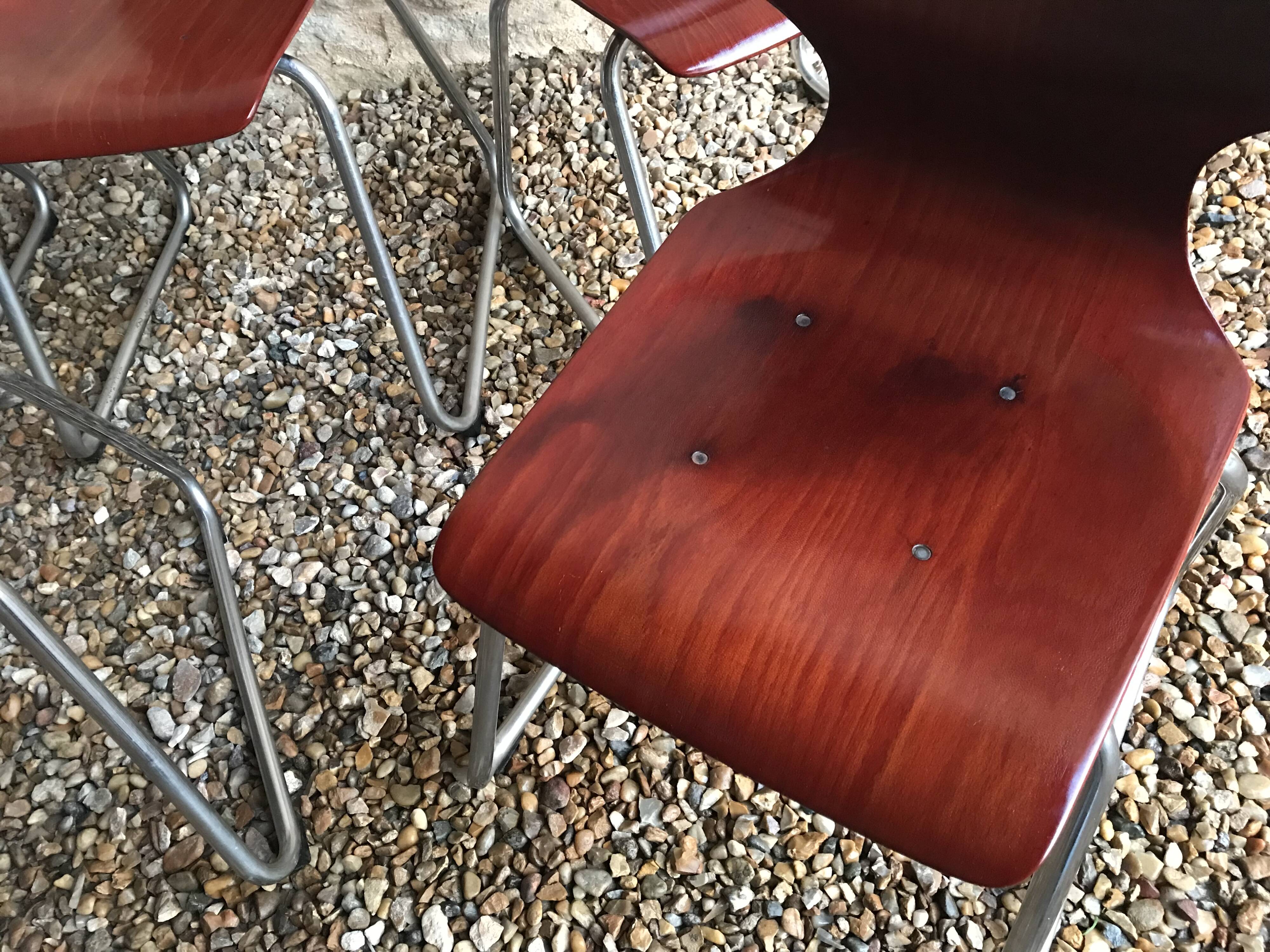 Set of 6 vintage Pagholz Flötotto stackable chairs in Pagwood