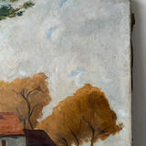 House by the river, oil on canvas signed