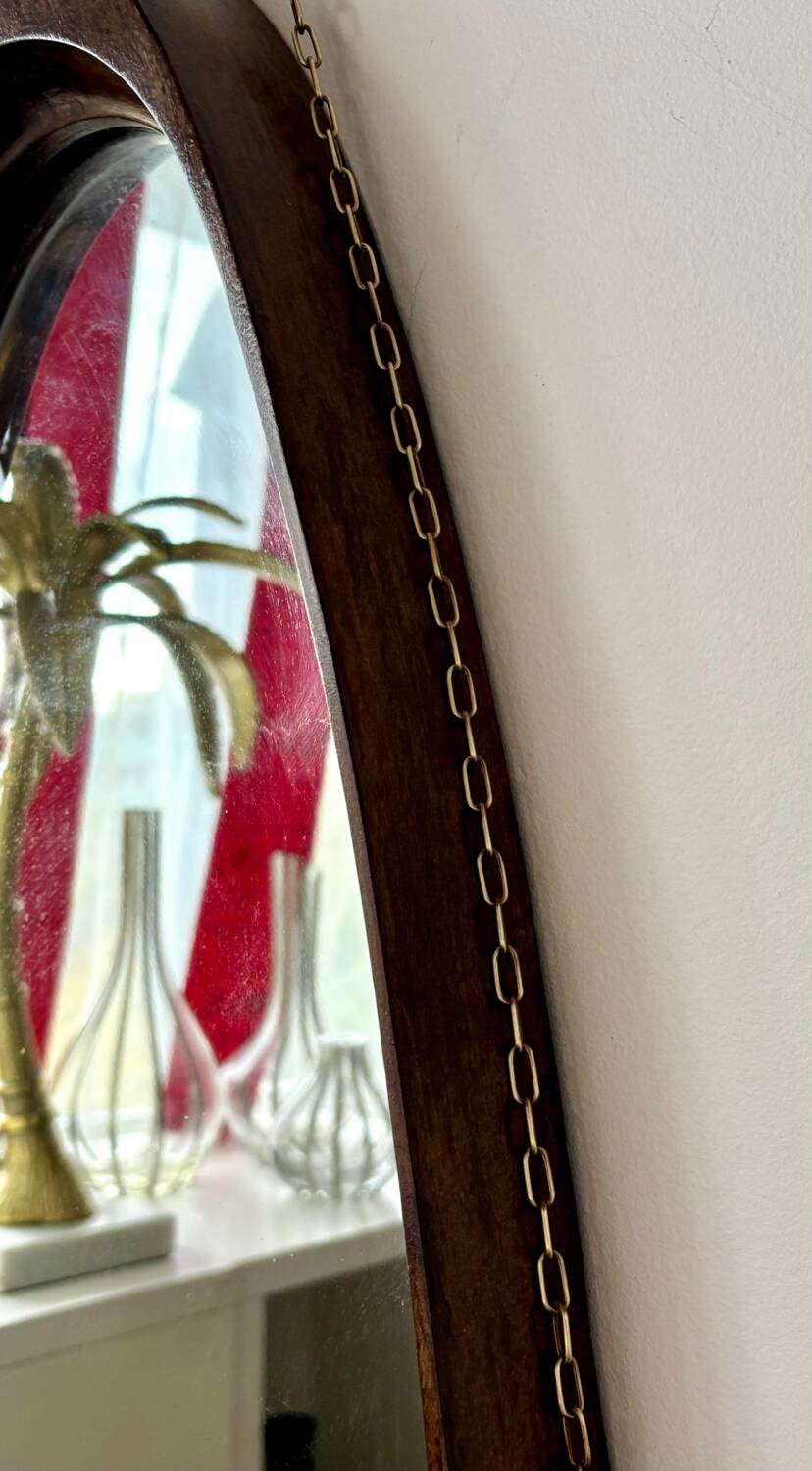 Italian solid teak mirror, 1960