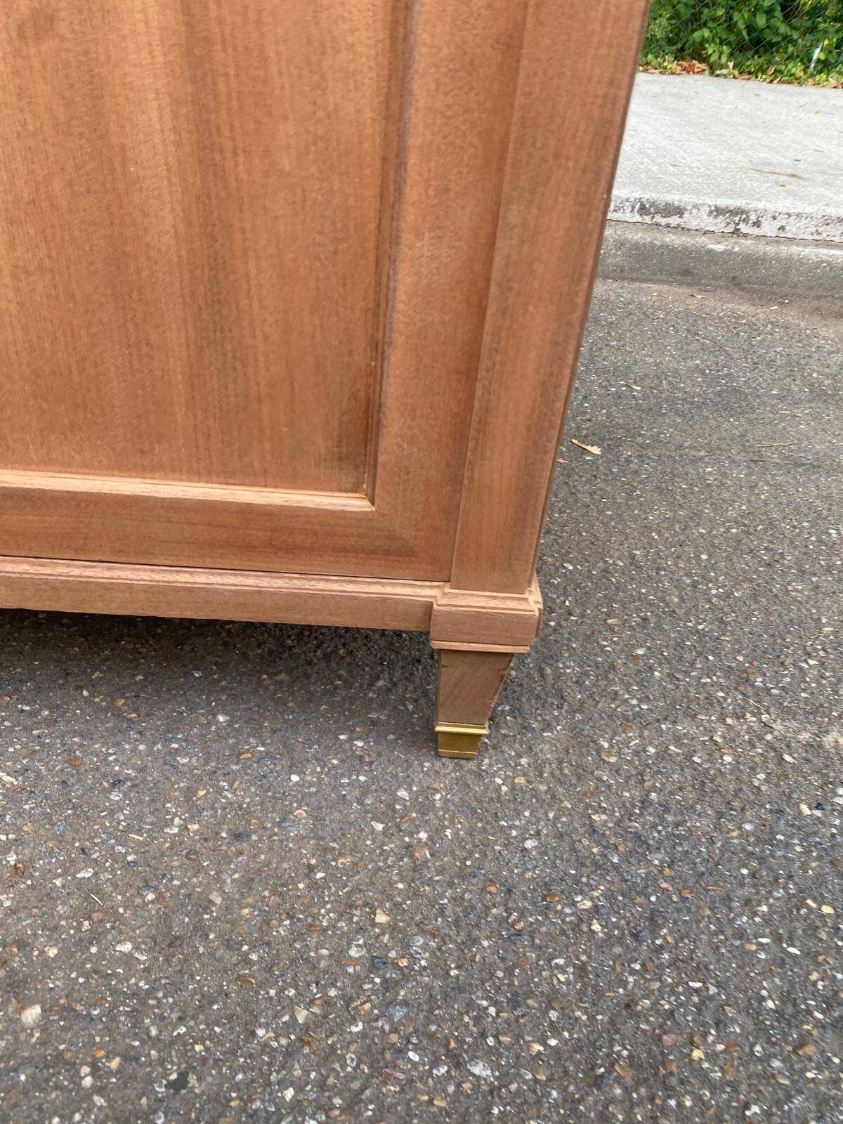 Louis XVI buffet, shallow, stripped, made of solid mahogany, 1950.
