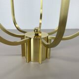 Large cubic brass 7 bulb flush mount ceiling light, italy 1970s