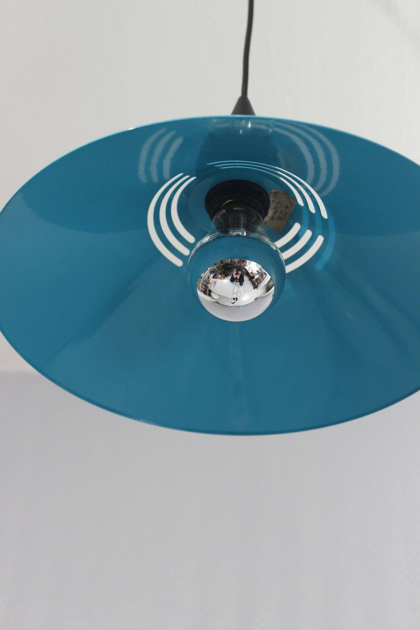 Post-modern suspension lamp Memphis metal & plastic design Brilliant 1980s