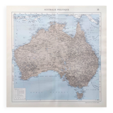 Old map of Australia 43x43cm from 1950