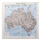 Carte ancienne Australie 43x43cm de 1950