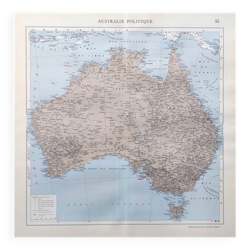 Old map of Australia 43x43cm from 1950
