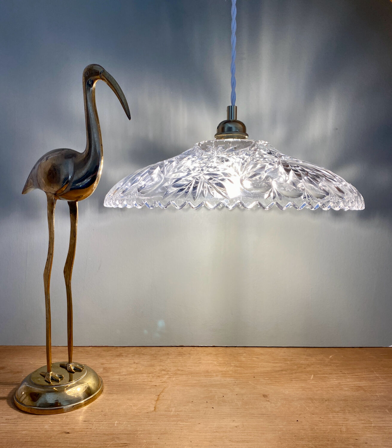Vintage glass lampshade pendant light - tableware collection -