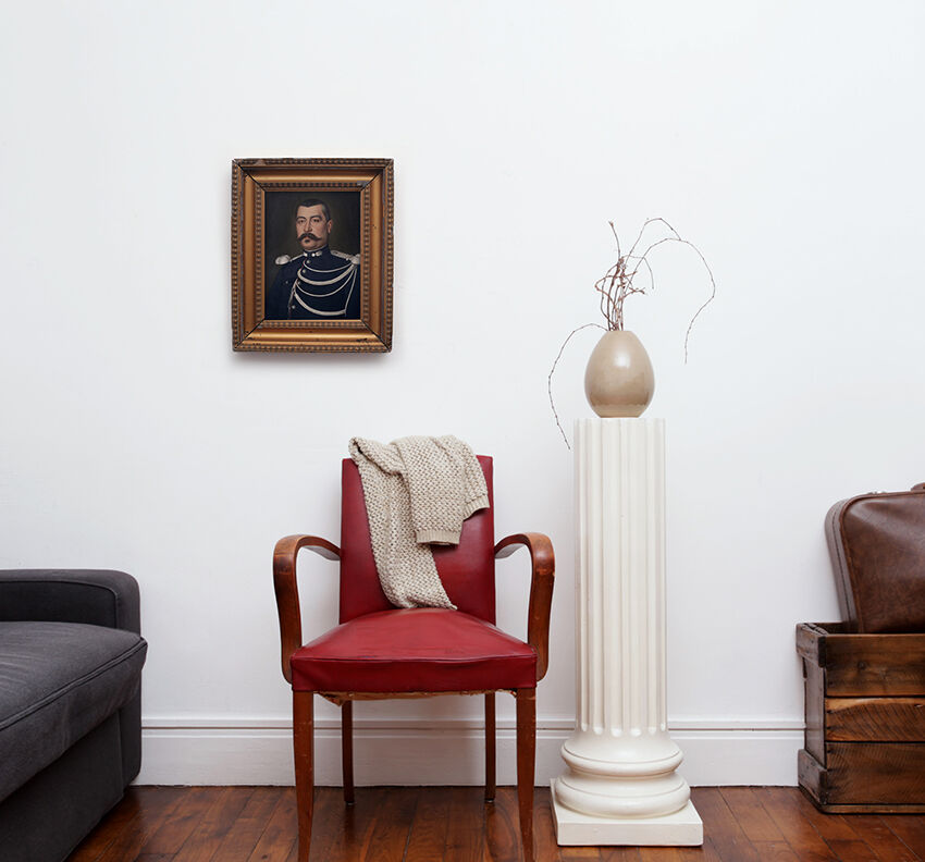 Portrait old man in gold frame