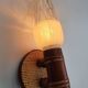 Pair of vintage rattan bamboo wall sconces