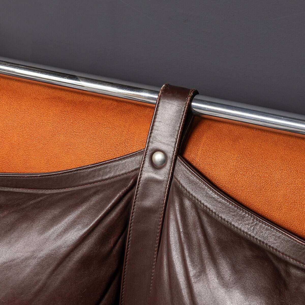 A 20thc italian brown leather sofa by gae aulenti for poltronova c.1962