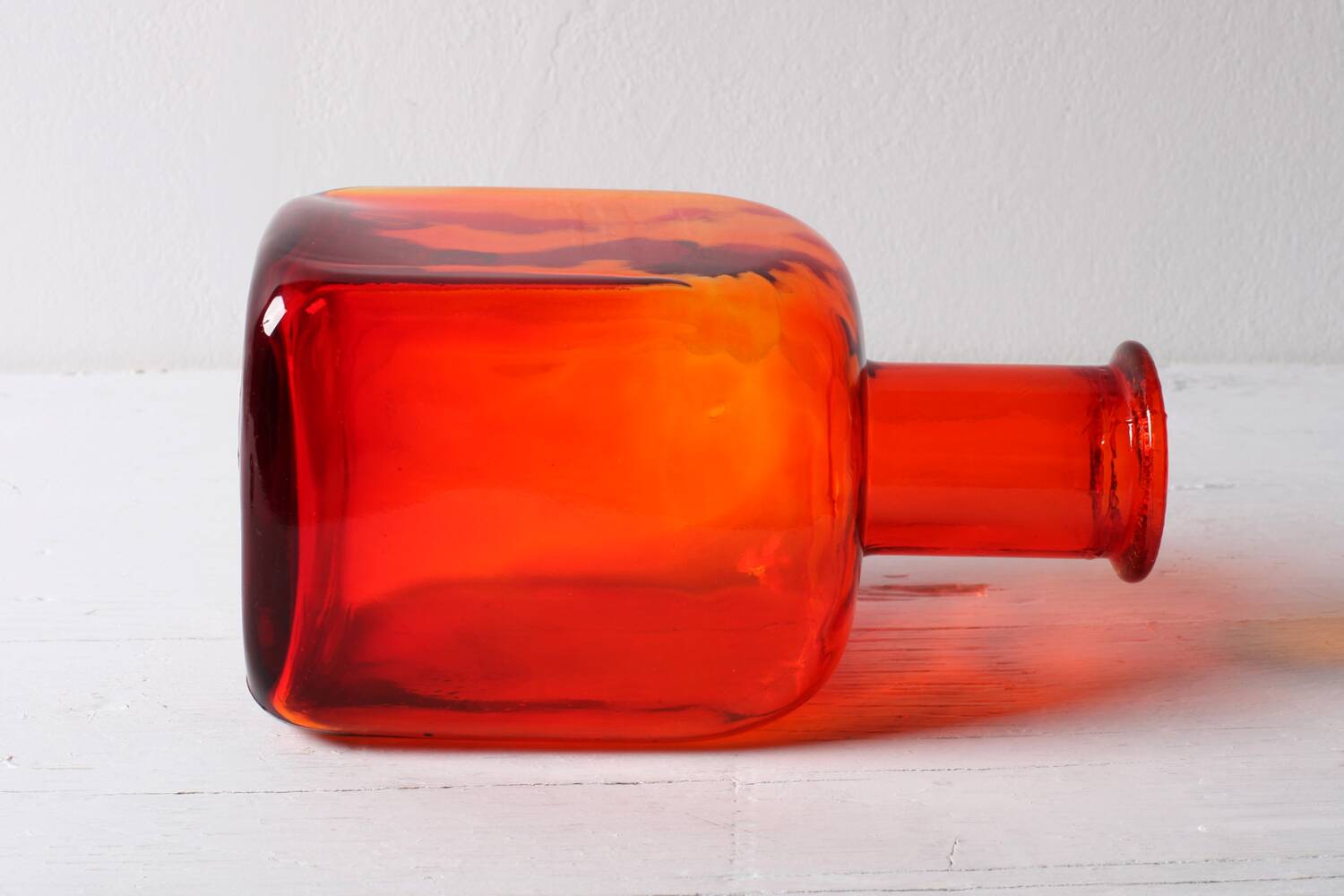 Rare Mid-century Red Glass Flack, Bottle, Decanter / Sweden / 1950s